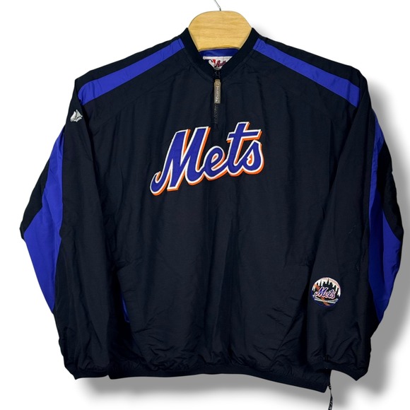 Majestic Other - Vintage Majestic New York Mets MLB Jacket Mens L Black Dugout 1/4 Zip Baseball